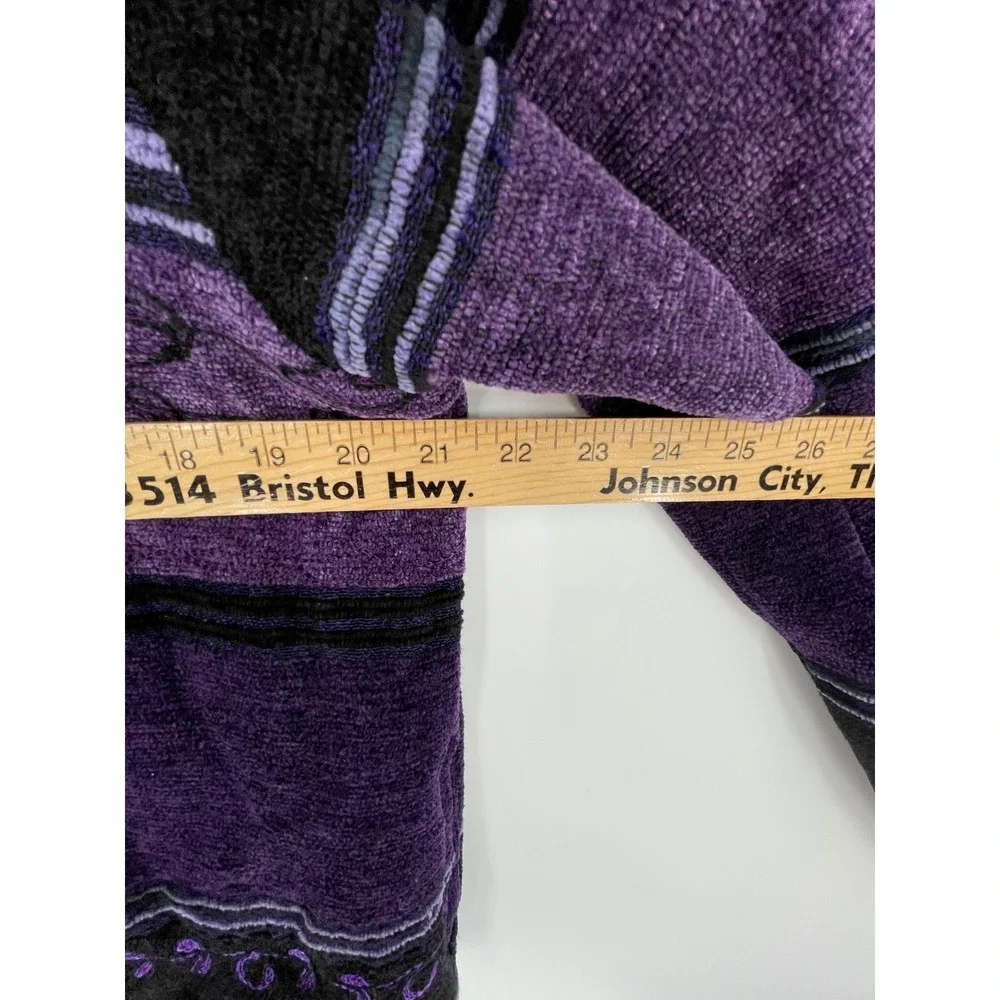 Coldwater Creek‎ Women Jacket L Button Front Purple Striped Embroidered BOHO